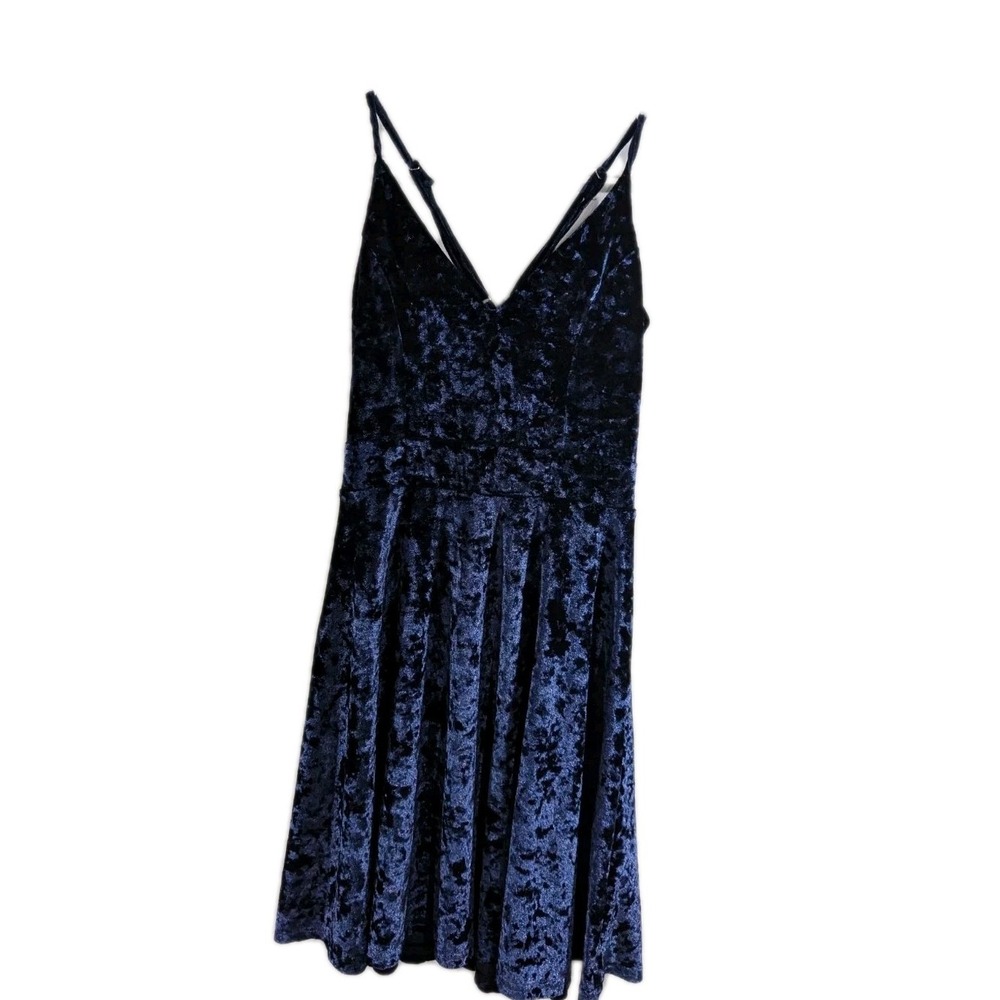 90s Y2k Dress Blue Velvet Fairy Goth Grunge Witchy Crisscross Back Clueless Dark